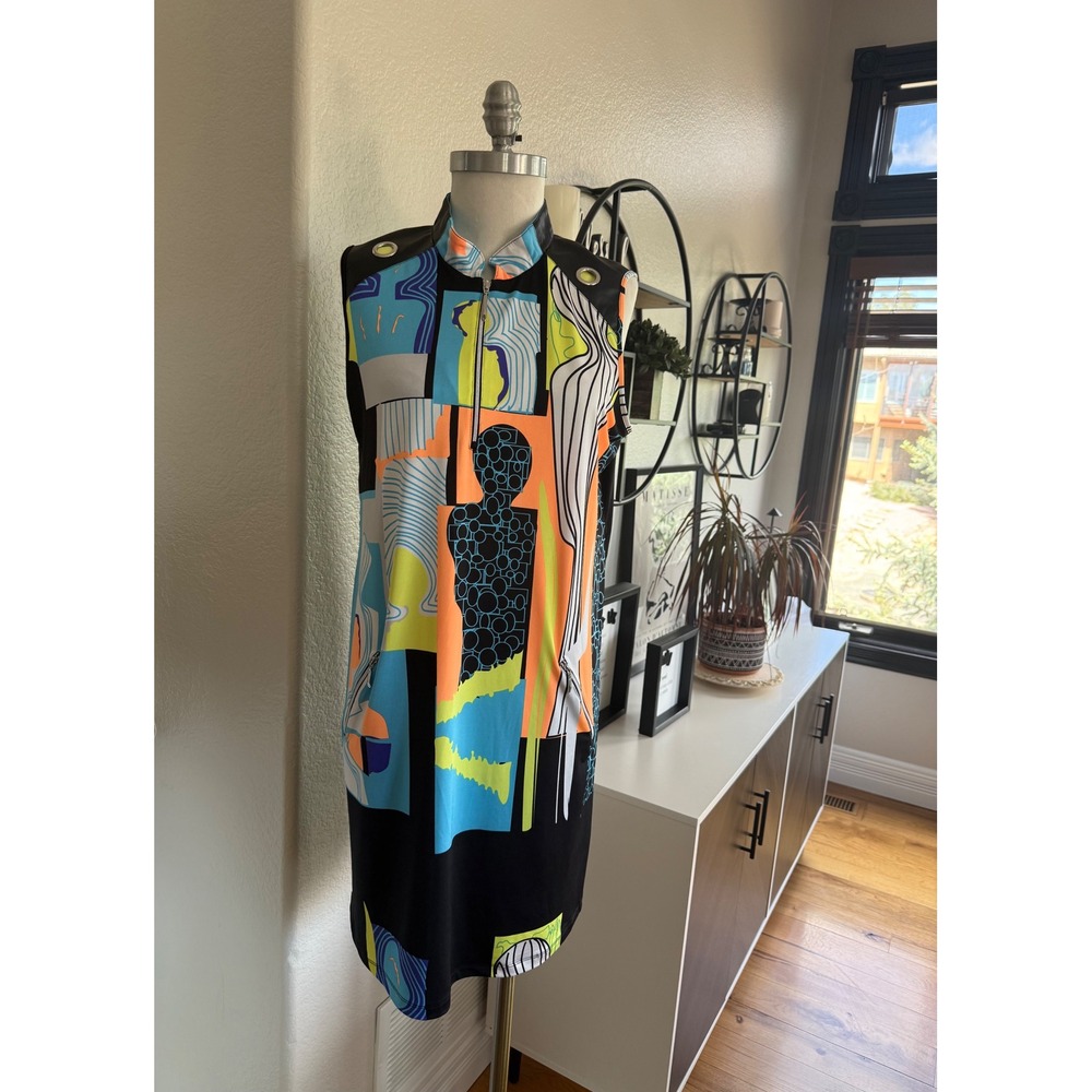 Jamie Sadock Abstract Geometric Golf Dress Multi Color Women XL Contemporary Art - Picture 5 of 11